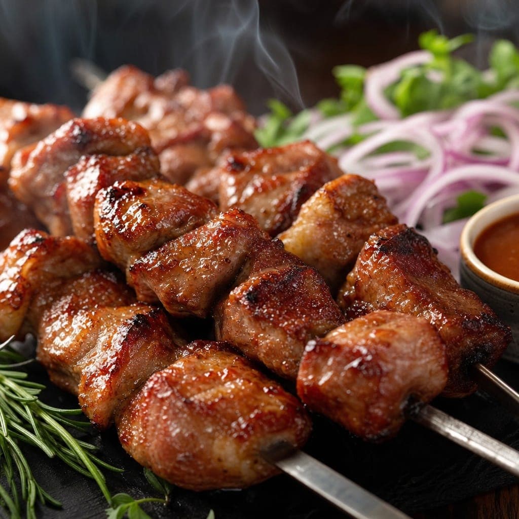 Шашлык свинина в кафе пляжного клуба Ки Кки